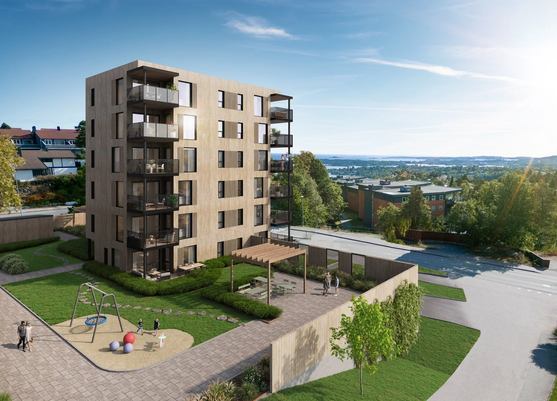 Illustrasjon av boligprosjektet Tinnheitoppen i Kristiansand.